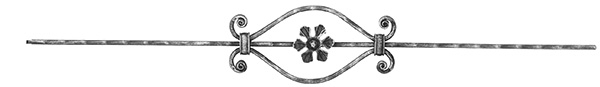 Zierstab | Länge: 900 mm | Material: 16x8 mm gehämmert | Stahl S235JR, roh