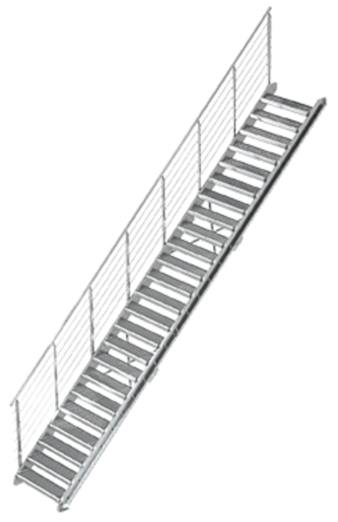 Gitterrost Schnellbautreppe | Treppenbausatz | für Geschosshöhe: 4,4 - 6,0 m