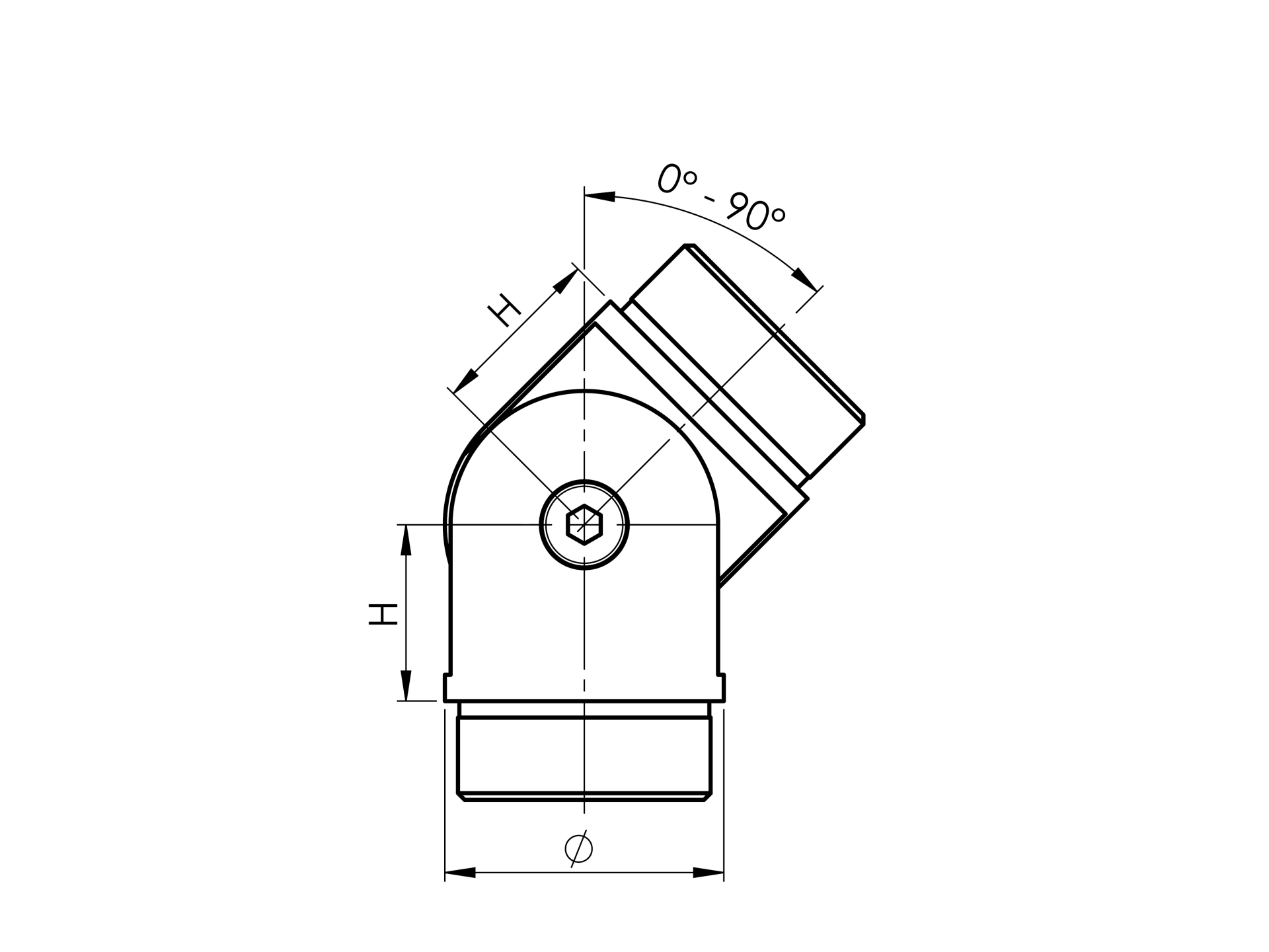 Gelenkbogen V2A fuer Rohr D 33-7 x 2 mm verstellbar geschliffen-11-3635-A.4