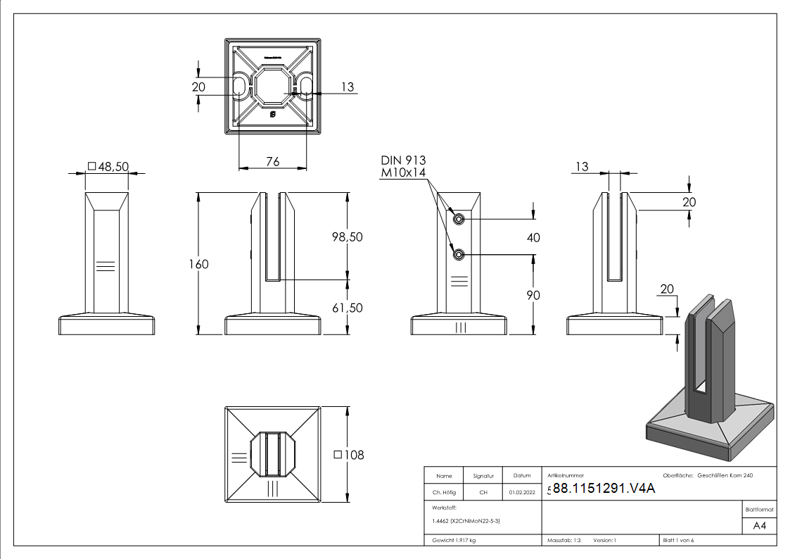 Bodenglashalter eckig-88-1151291.V4A