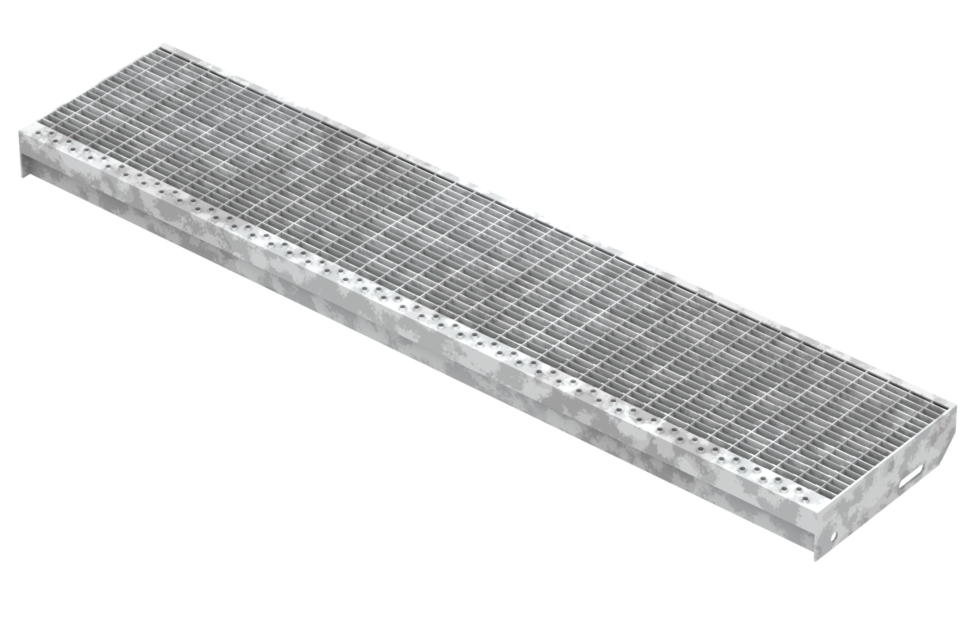 Gitterroststufe Treppenstufe | Maße: 1250x270 mm 30/10 mm | S235JR (St37-2), im Vollbad feuerverzinkt