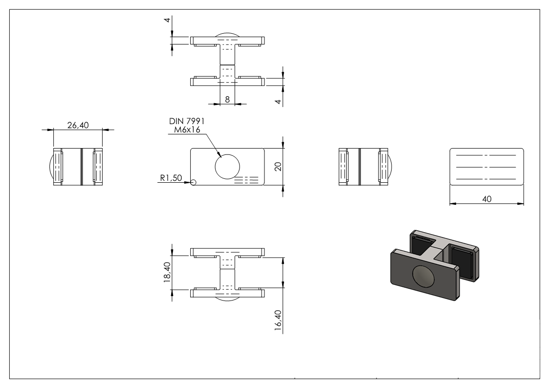Glasausrichter | für Glas: 16,76-17,52 mm | V2A