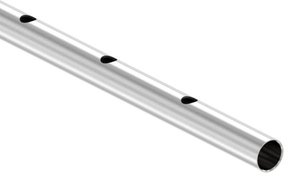 Edelstahlrohr 33,7 x 2,0mm, mit einseitiger Lochung 16,1mm, Länge: 3m Edelstahl