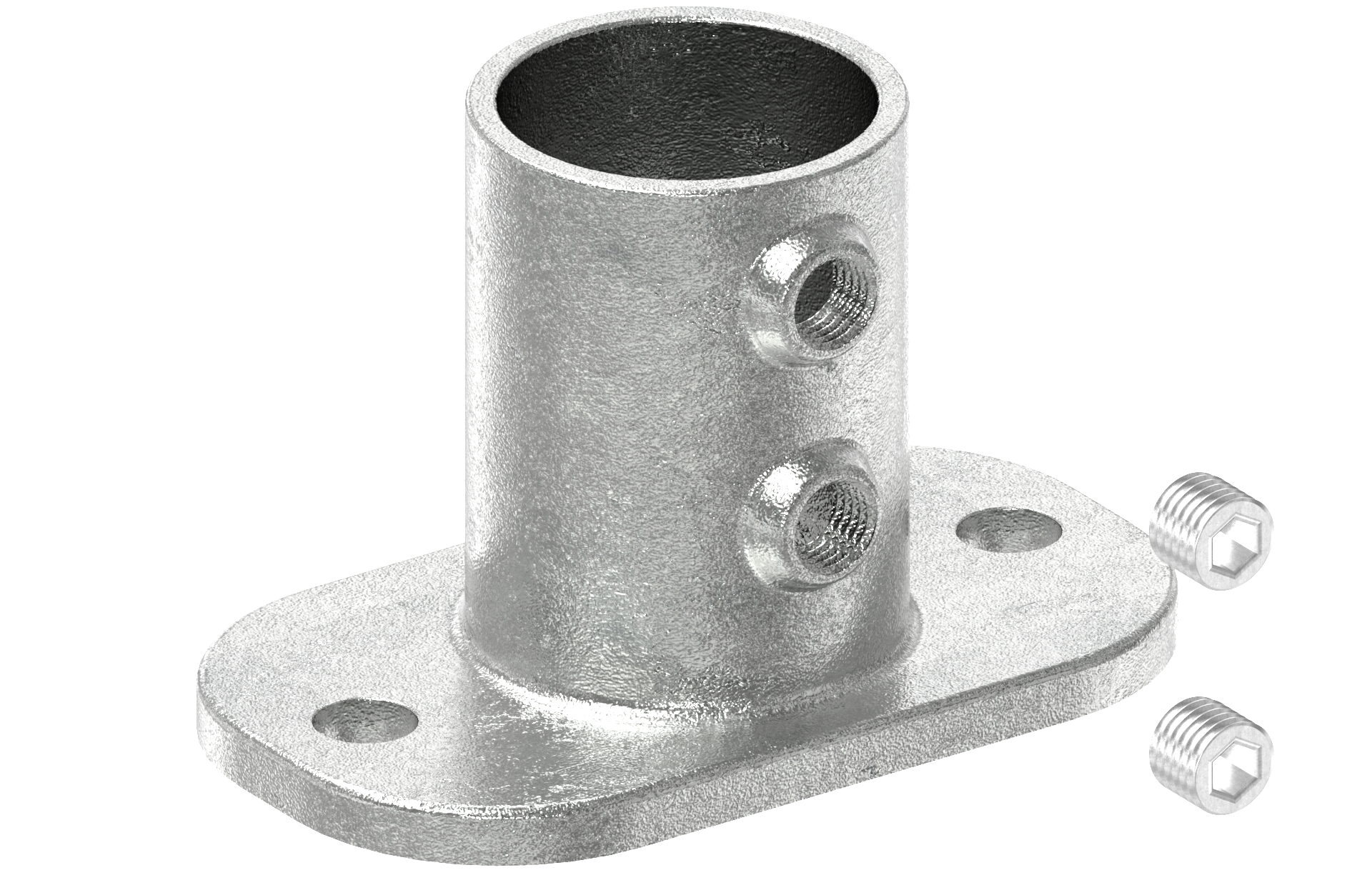 Rohrverbinder | Fußplatte oval | 132E60 | 60,3 mm | 2" | Feuerverzinkt u. Elektrogalvanisiert