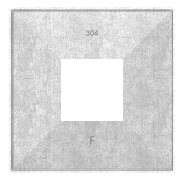 Abdeckrosette 108x108x25 mm fuer Vierkantrohr- 40x40 mm V2A-11-2706-A.4