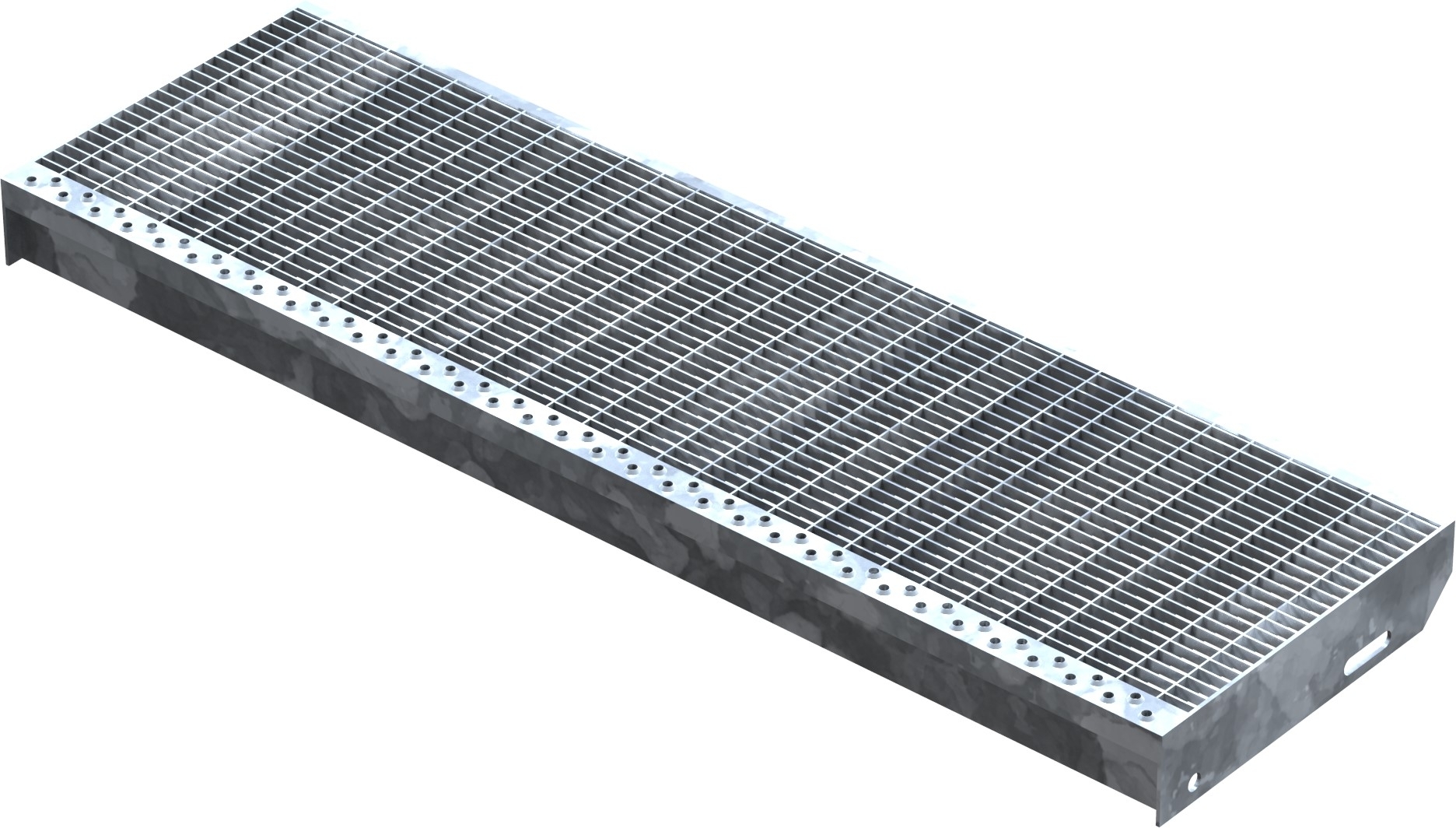 Gitterroststufe Treppenstufe Maße: 1000x305 mm 30/10 mm S235JR (St37-2), im Vollbad feuerverzinkt