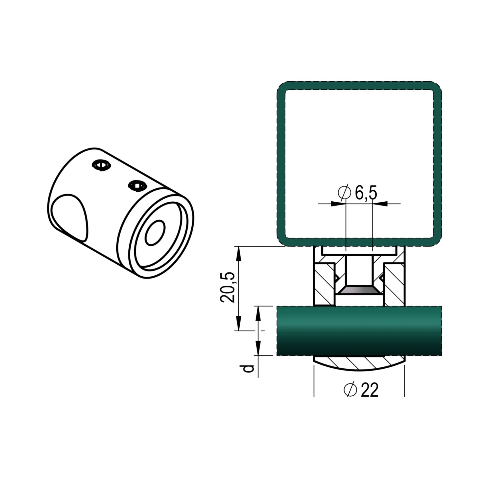 Fuellstabhalter Questabhalter Edelstahl AISI 304 d12 fuer Flachpfosten SET5-89-11A0830000SET5-A.4