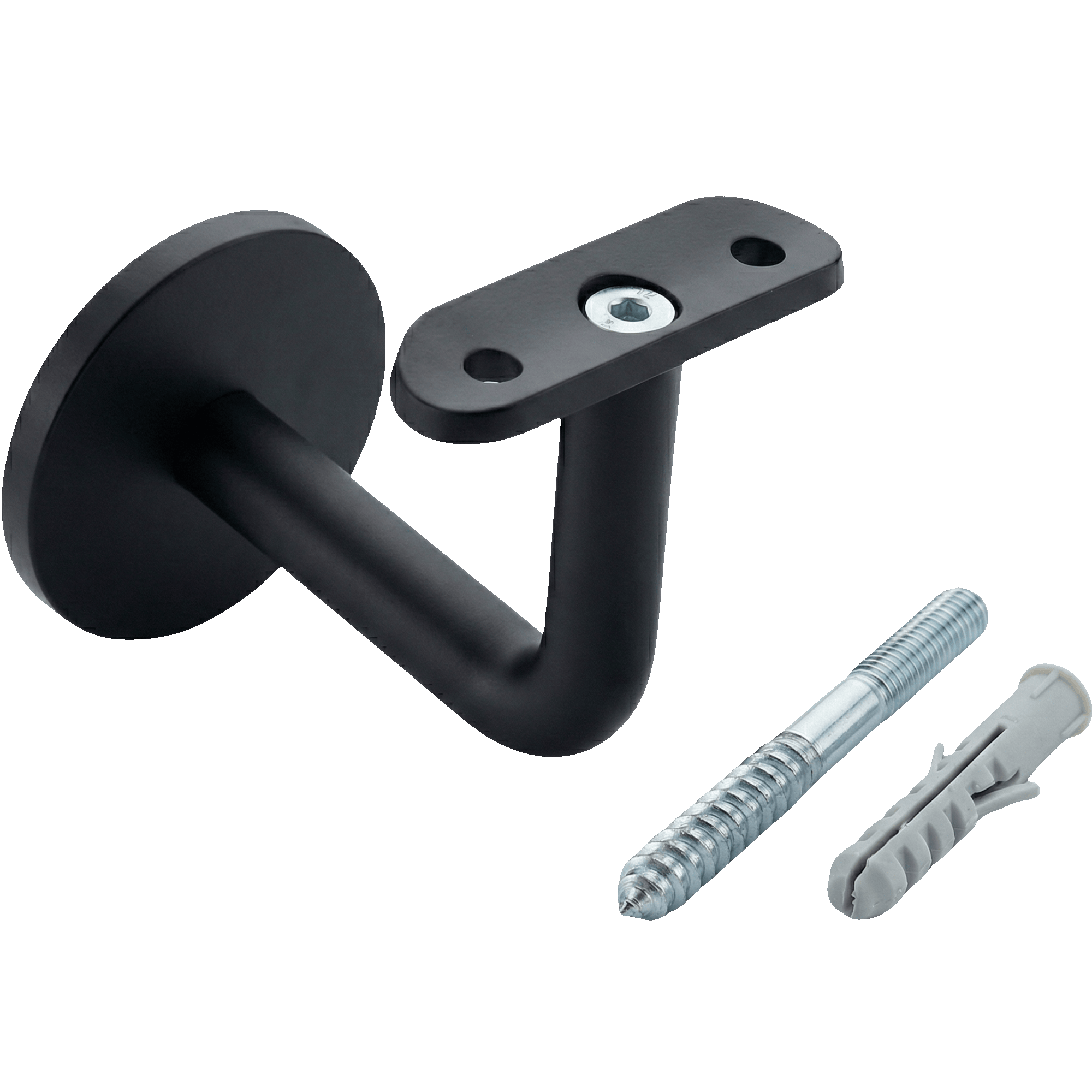 Design Handlaufhalter RAL 9005 Schwarz - V2A Edelstahl - Fuer Ø 42-4 mm Rohr - Unsichtbare Befestigung-11-7002-B-A.4