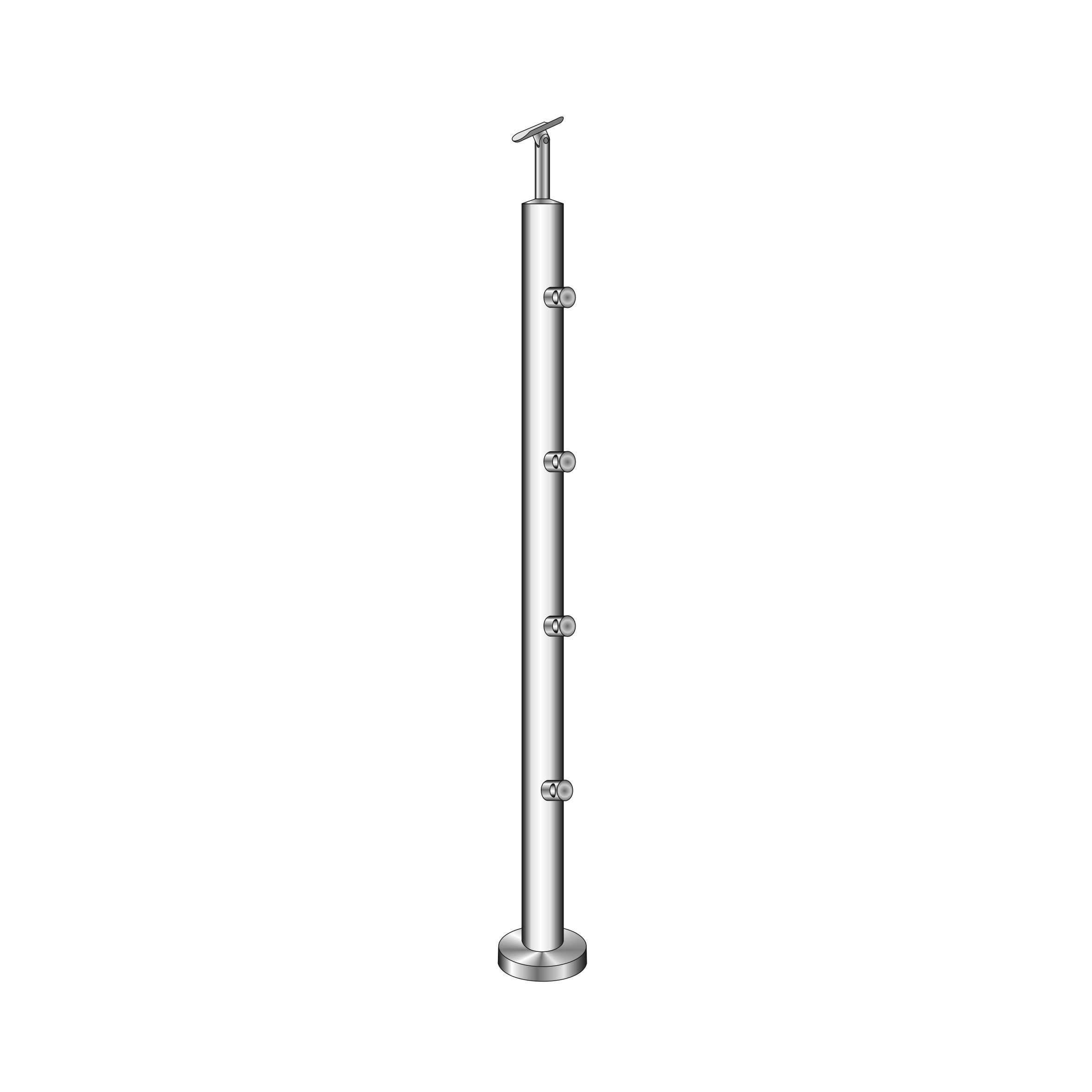 Gelaenderpfosten Edelstahl 900mm D42-4mm Top-Montage 4x Fuellstabhalter d12mm Glanz-14-0073RR-A.4