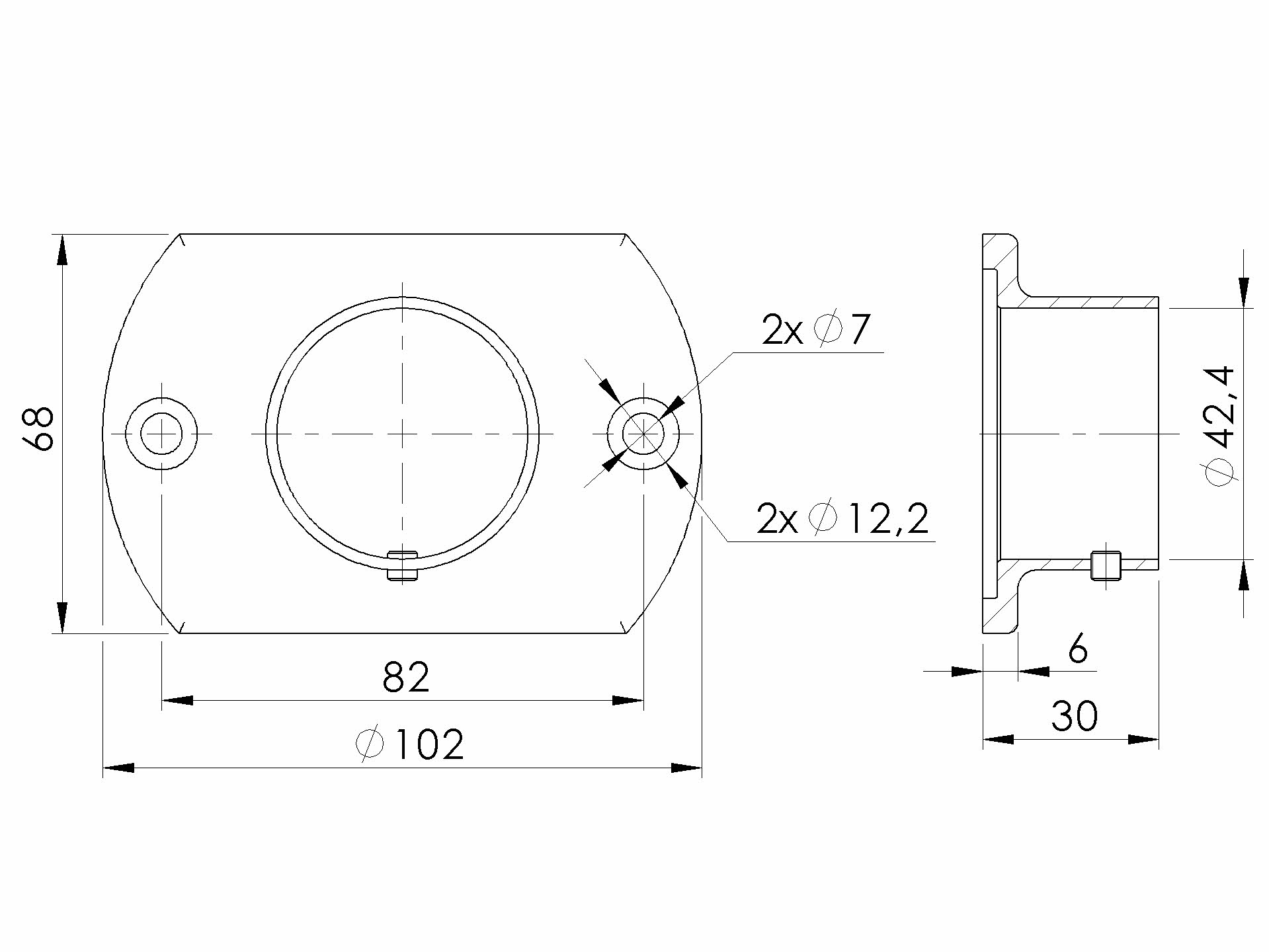 Handlaufhalter Edelstahl AISI 304 fuer D 42-4 mm Handlauf Wandmontage-89-11A0503042-A.4