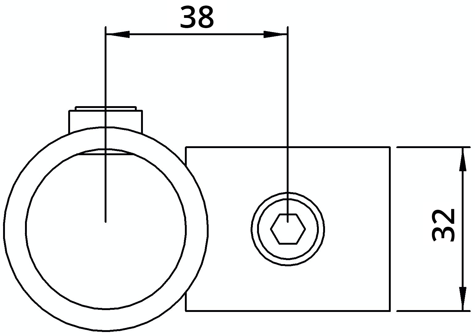 Rohrverbinder | Kreuzstück vorgesetzt 90° | 161A27 | 26,9 mm | 3/4" | Temperguss u. Elektrogalvanisiert