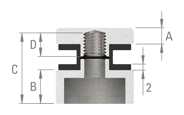 Glaspunkthalter Edelstahl V2A Ø 30 mm flach – Punkthalter-10-5000.4