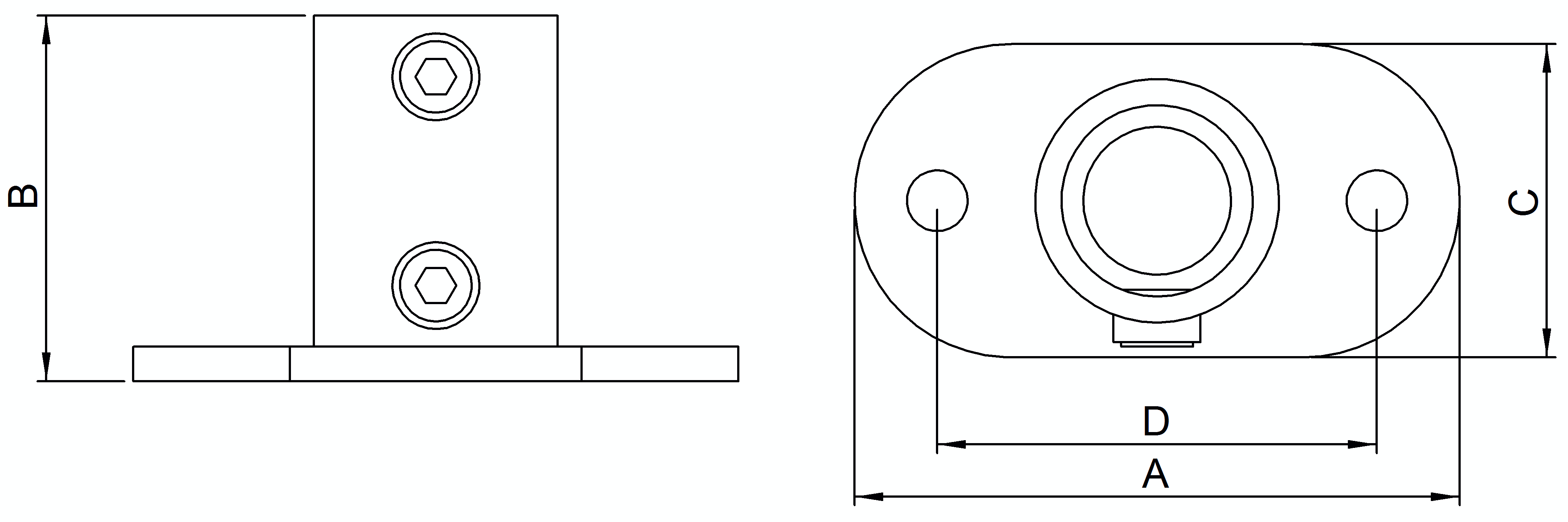 Rohrverbinder Fussplatte oval Ø 17-2 mm -3-8- - Temperguss verzinkt - 132S17-132S17