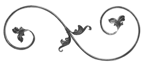 Barockelement | rechts | Schwerbarock | Maße: 220x540 mm | Material: 16x8 mm | Stahl S235JR, roh