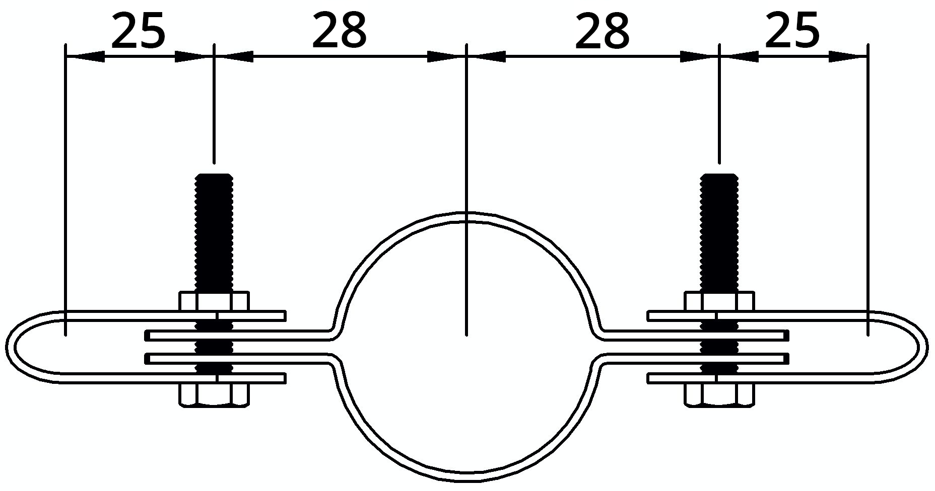 Rohrverbinder - Gitterhalter doppelt - 171B34 - 33-7 mm - 1- - Feuerverzinkt u. Elektrogalvanisiert-171B34