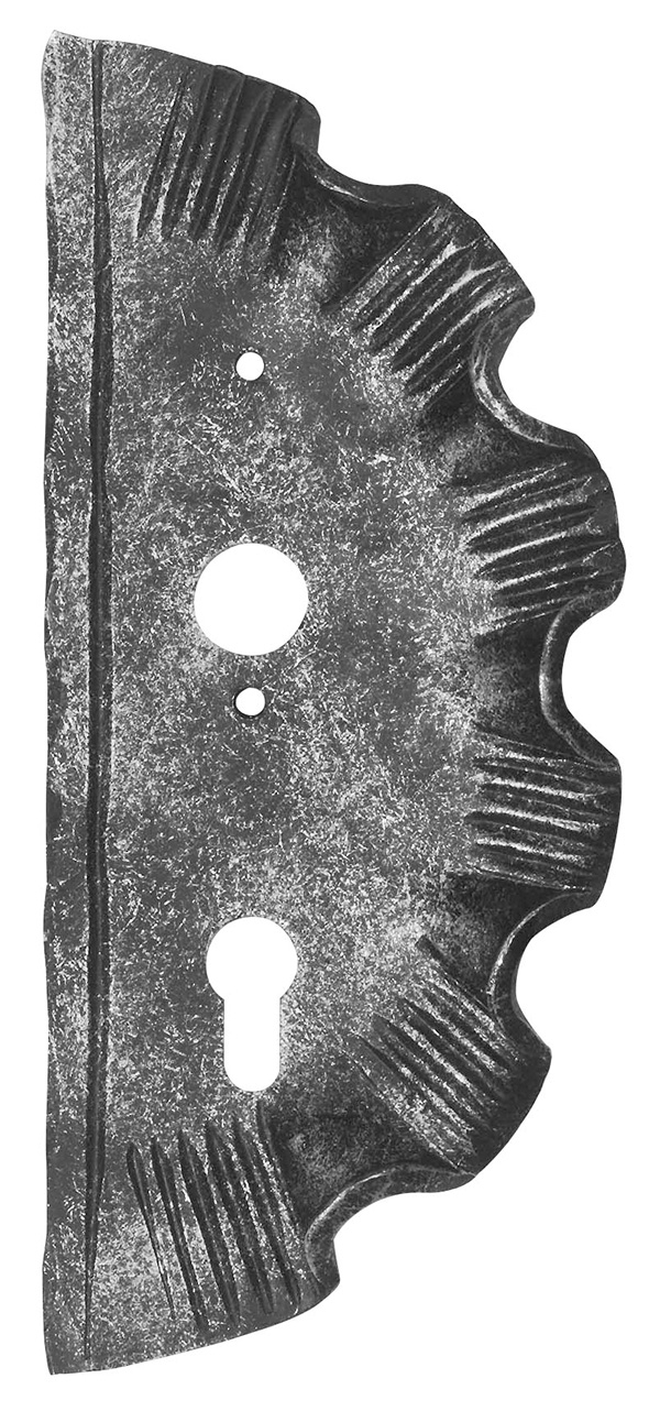 Schlossplatte rechts - Masse- 110x260x4 mm - Dornmasse- 40 mm - Stahl S235JR- roh-30-3320-R.8