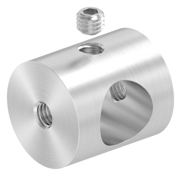 Querstabhalter V2A Edelstahl – passend für Rundstäbe 12 mm zwischen zwei FLACHeisen (Durchführung) inkl. Schrauben