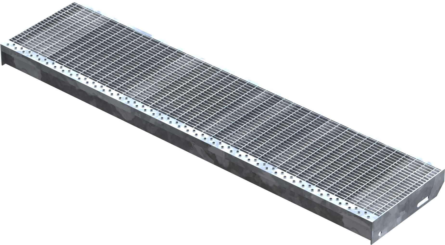 Gitterroststufe Treppenstufe Maße: 1300x305 mm 30/10 mm S235JR (St37-2), im Vollbad feuerverzinkt