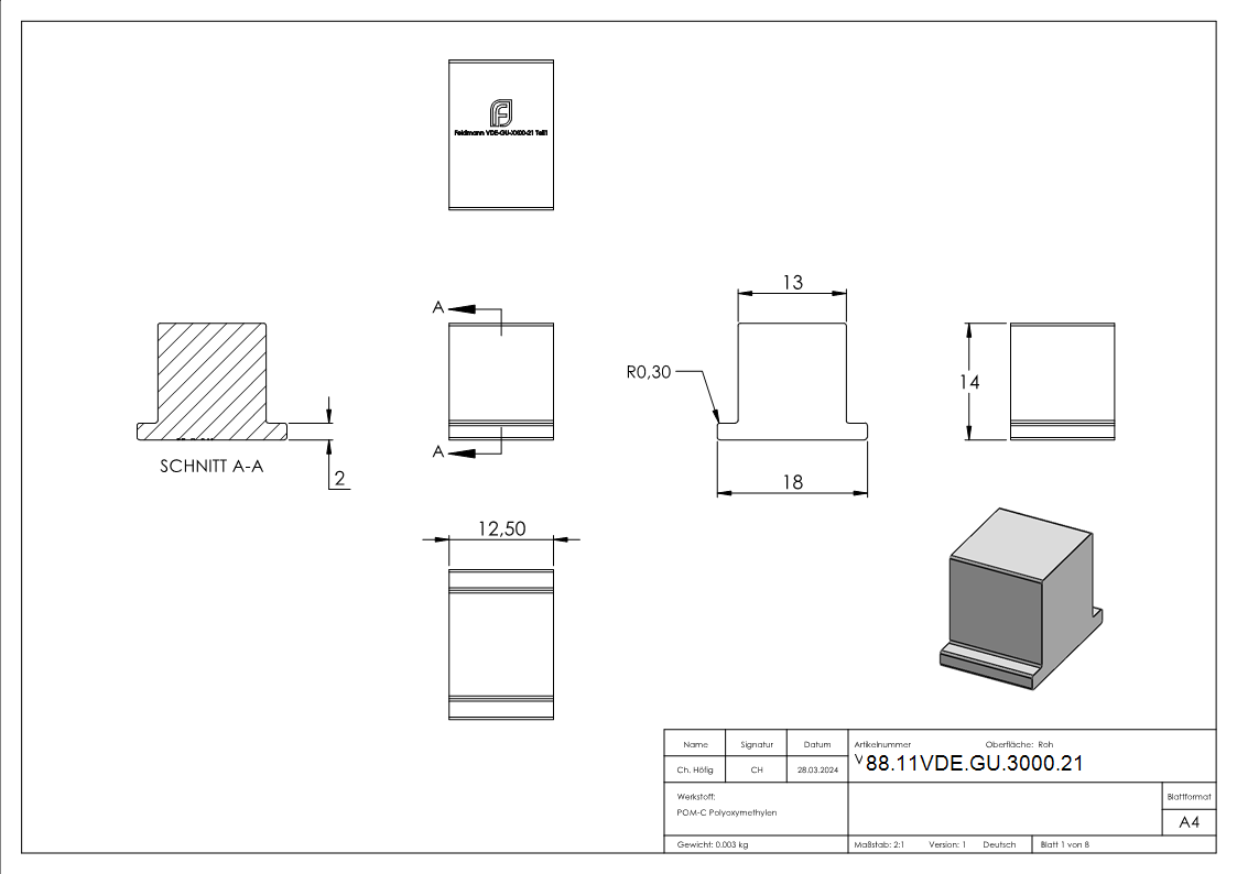 Montage-Set Glas 21-52mm eleganza canopy- fuer  L=3000mm-88-11VDE-GU-3000.21