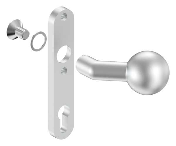 Alu-Türknopf | mit Kugel Ø 55 mm | Aluminium EV1