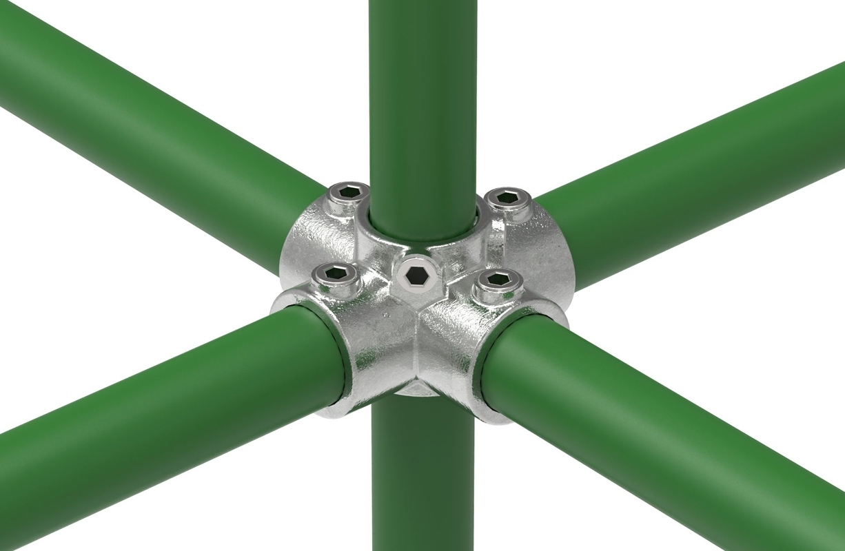 Rohrverbinder Kreuzstueck fuer Stuetzrohr Ø 21-3 – 60-3 mm - Temperguss verzinkt - 158-158