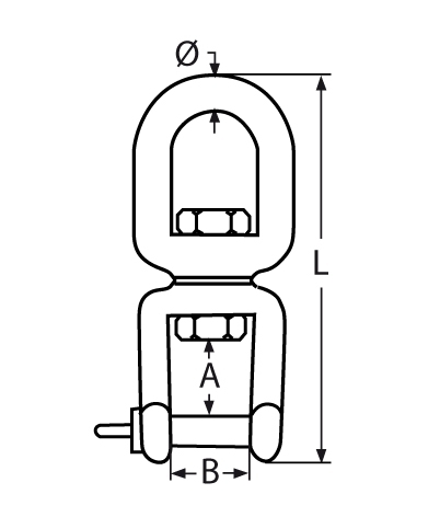 Wirbelschäkel Auge-Gabel Länge: 60 mm V4A 5 mm - VPE: 10