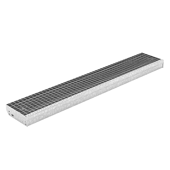 Gitterroststufe XXL | Maße: 2100x305 mm 30/30 mm | aus S235JR (St37-2), im Vollbad feuerverzinkt