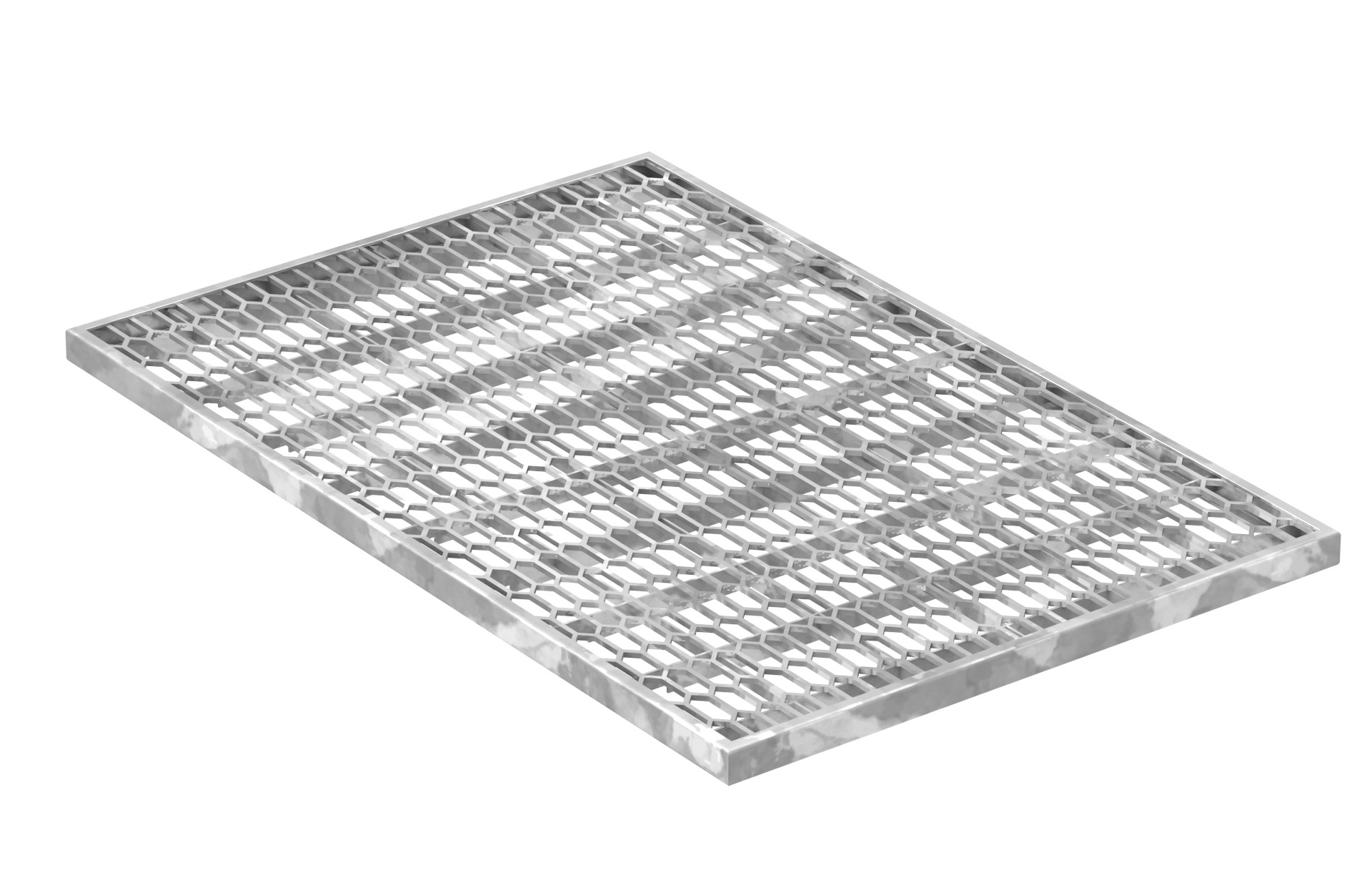 Streckmetallrost 390x590x20 mm | aus S235JR (St37-2), im Vollbad feuerverzinkt