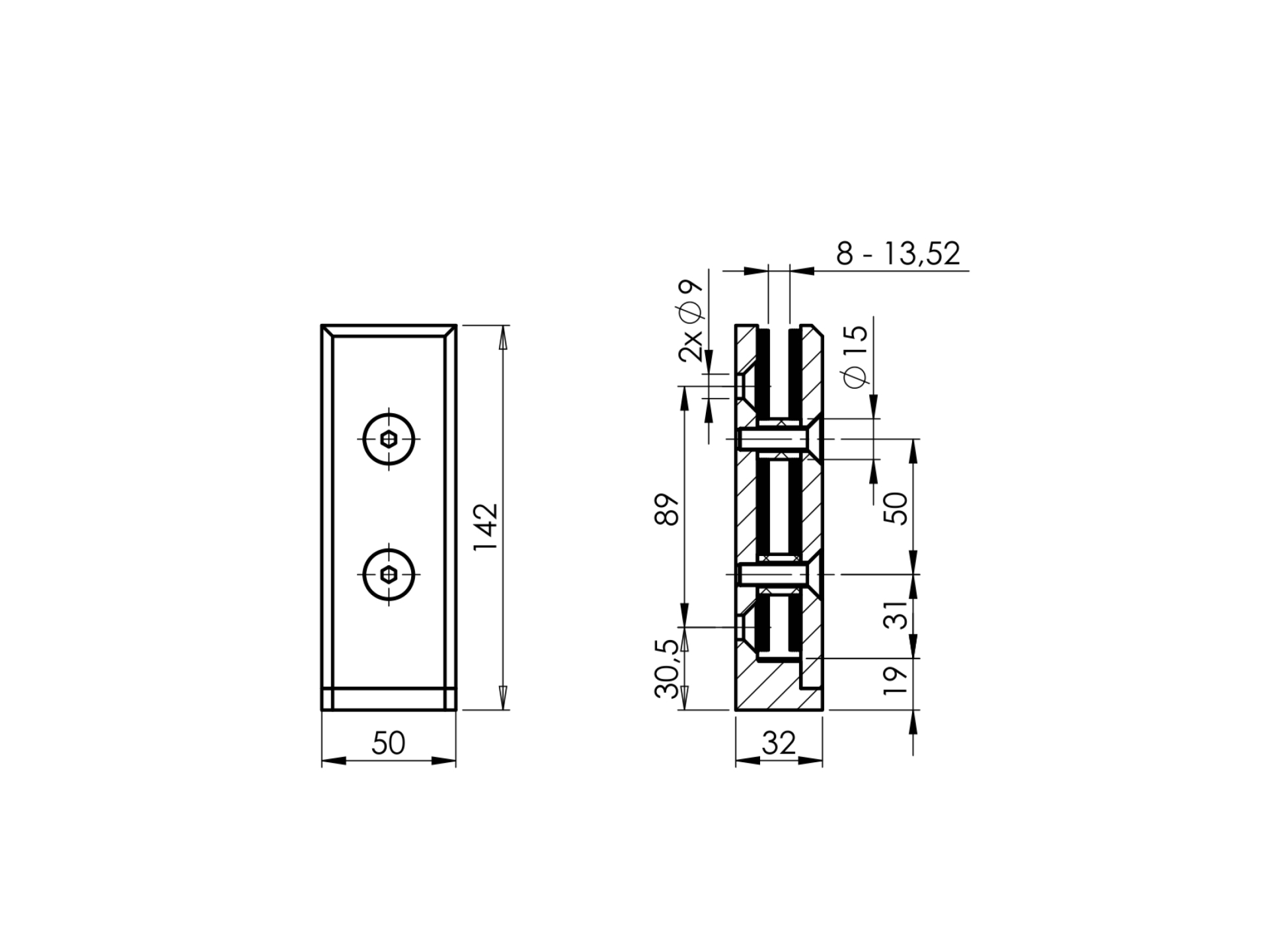 Seitlicher Glashalter fuer stehende Glasscheiben-89-11A143000000-A.4