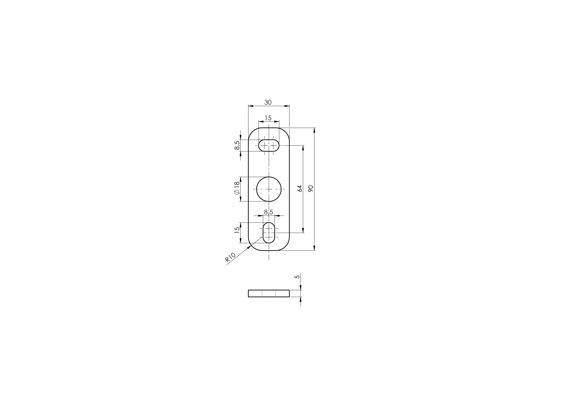 Anschraubplatte V2A 30 x 90 x 5 mm fuer verstellbare Scharniere-89-11D83030X90X5-A.4