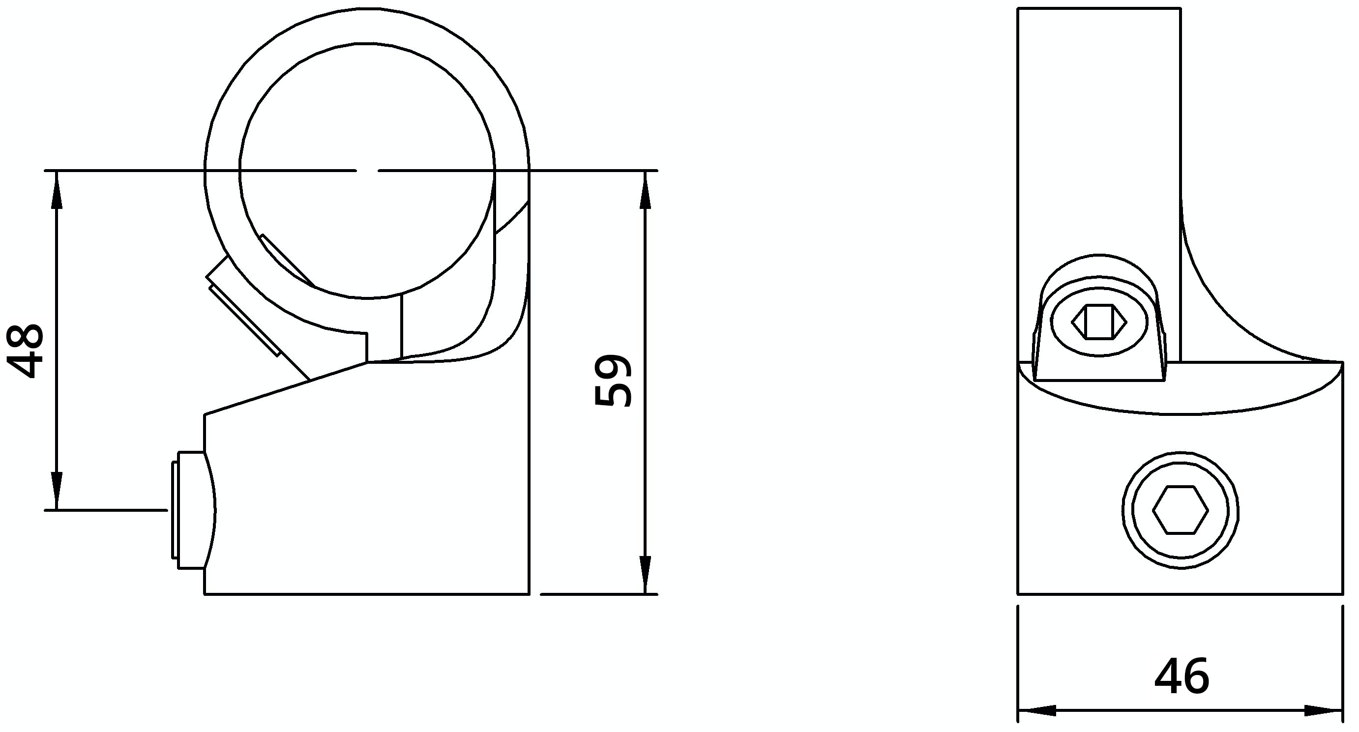 Rohrverbinder | Winkelgelenk verstellbar - 1 Stück | 148B34 | 33,7 mm | 1" | Temperguss u. Elektrogalvanisiert