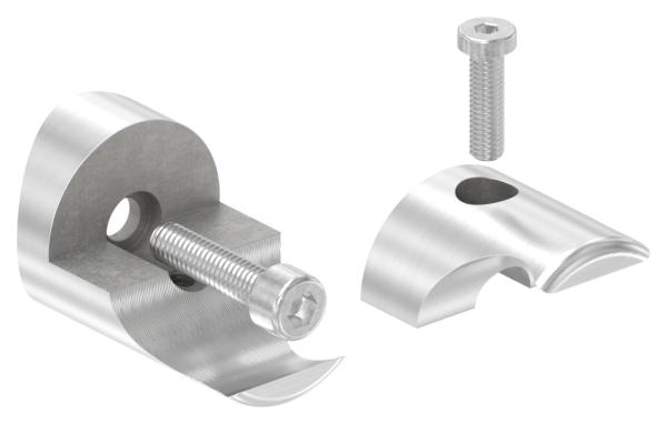 Klemmprofilhalter Edelstahl V2A fuer Klemmprofil Ø 27 mm- Rohr Ø 48-3 mm- geschliffen-88-1155351-240.48