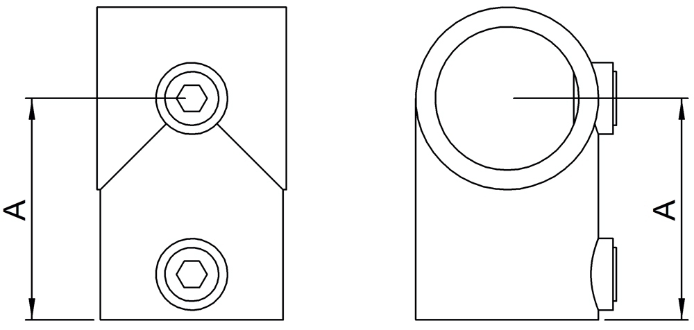 Rohrverbinder - T-Stueck kurz - 101B34-A27 - 33-7 mm; 26-9 mm - 1-; 3-4- - Feuerverzinkt u. Elektrogalvanisiert-101B34-A27
