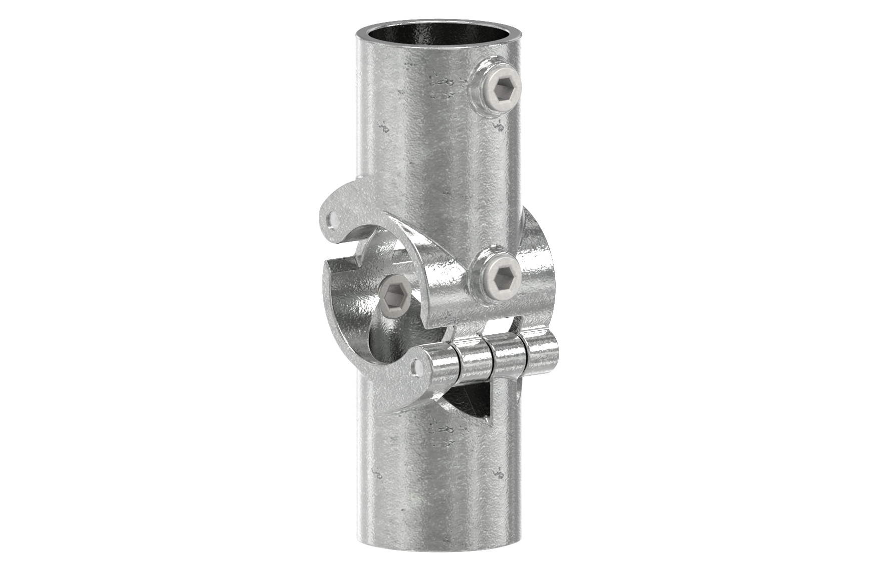 Rohrverbinder T-Kreuzstueck mit Bolzen aufklappbar Ø 48-3 mm -1 1-2- - Temperguss verzinkt - 119D48-V-119D48-V