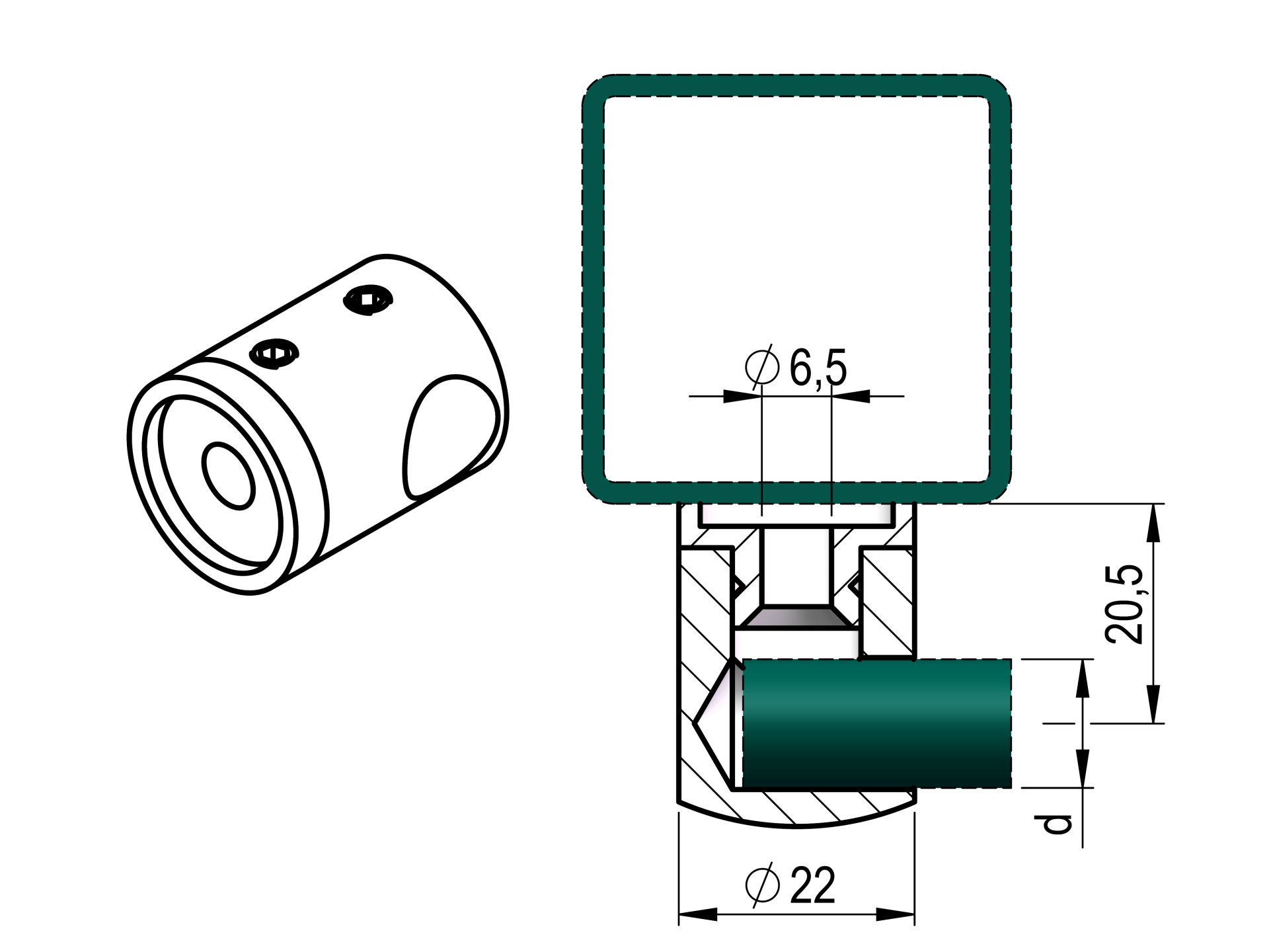 Fuellstabhalter Edelstahl AISI 304 d12 fuer flachen Pfosten rechts-89-11A0833000-A.4