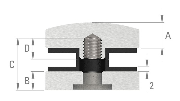 Glaspunkthalter-Oberteil Ø 62 mm- V2A-10-6200.4OT