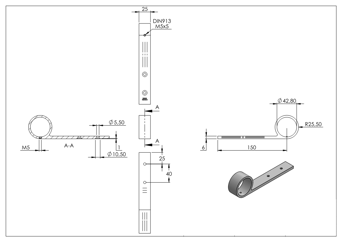 Handlaufstütze, für Rohr 42,4mm, V2A