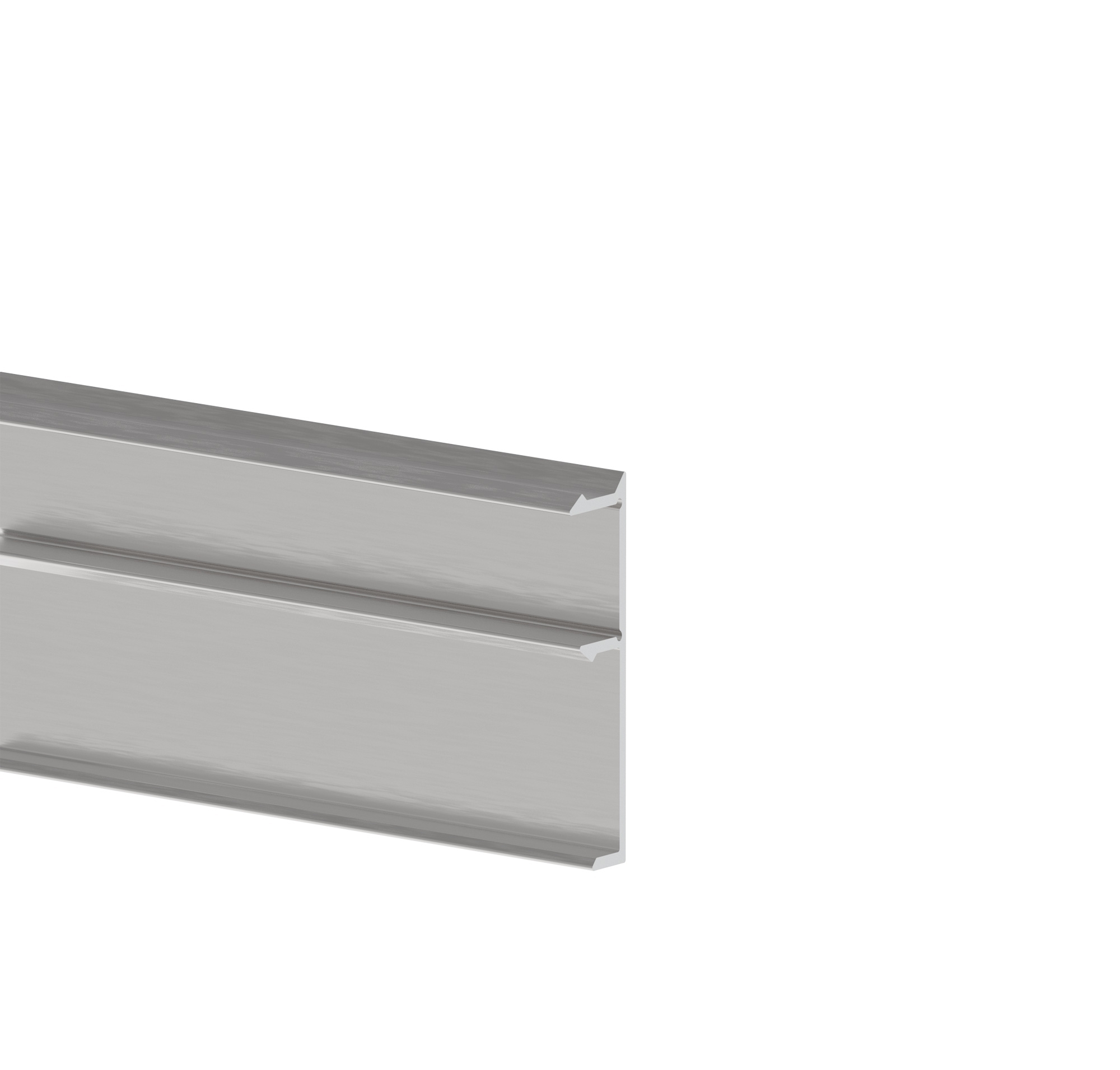 Abdeckleiste Aluminium 6000 mm Satin Inox Optik fuer Zaunadapter 20V-89-11FGAF20G6000SVA-A.4