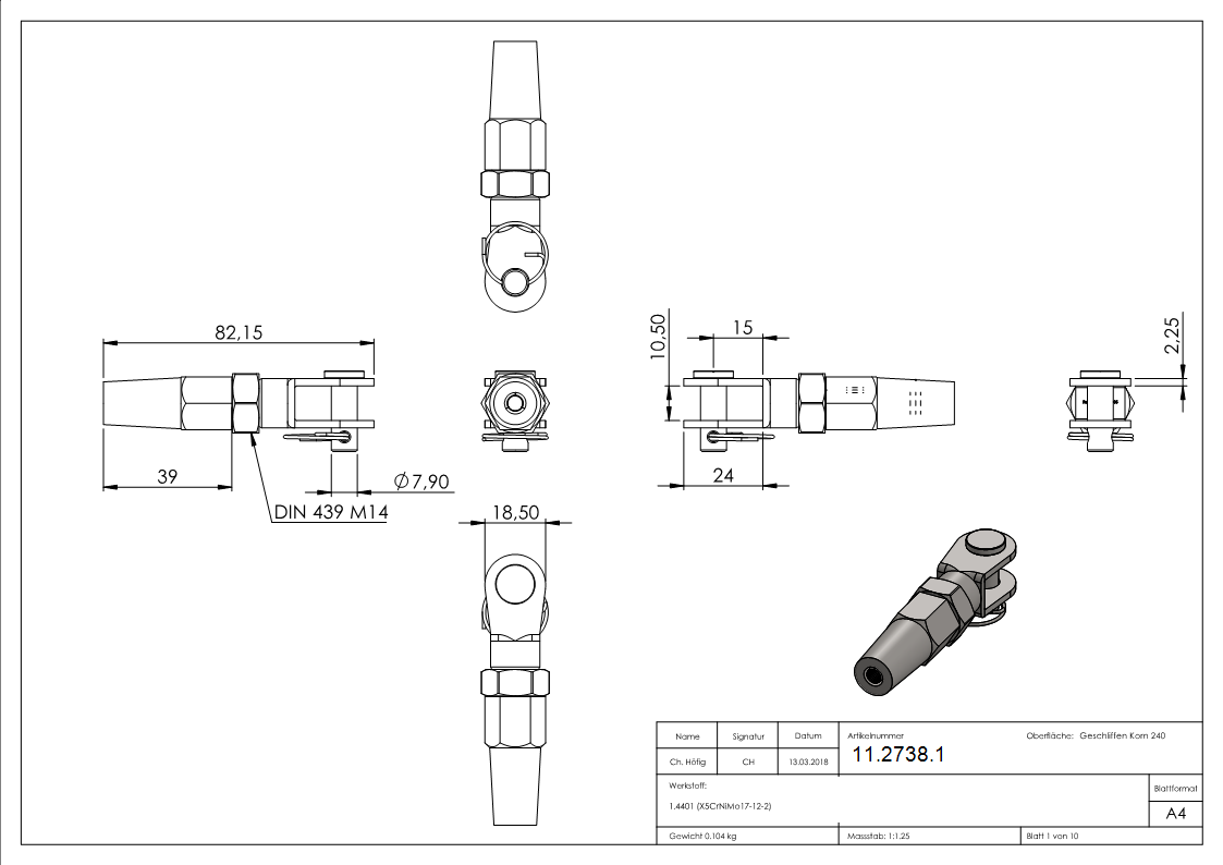 Gabelterminal zur Selbstmontage | Für Seil Ø 5 mm | V4A