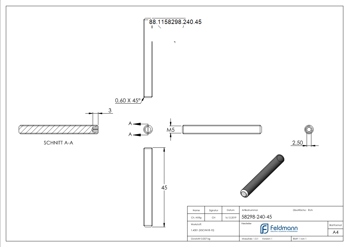 Gewindestift V2A M5x45 DIN 913 - ISO 4026-88-1158298-240.45