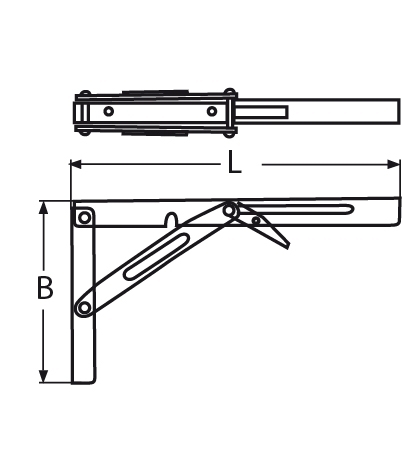 Tischplattenhalter | klappbar | Länge: 305 mm | V2A
