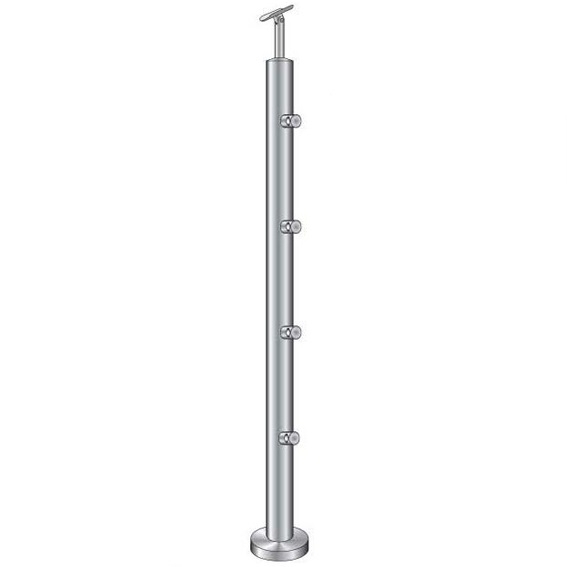 Gelaenderpfosten Edelstahl AISI 304 900 mm D42-4 mm obere Verankerung Schliff K320-14-0067RR-A.4