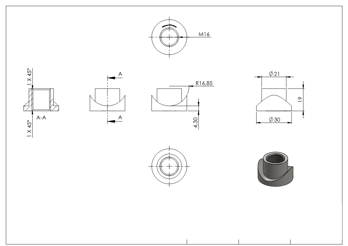 Einschweißmuffe für Torband M16 / 33,7mm