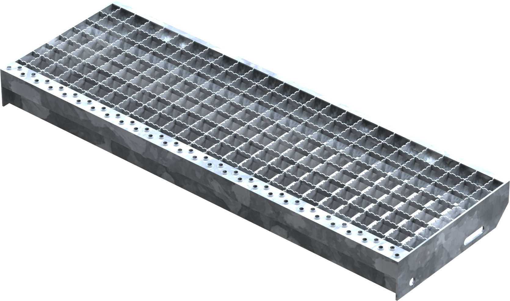 Gitterroststufe Treppenstufe Maße: 800x270 mm 30/30 mm R12 S235JR (St37-2), im Vollbad feuerverzinkt
