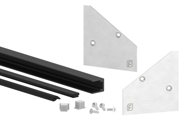 Montage-Set Glas 21,52mm eleganza canopy, for L=1600mm