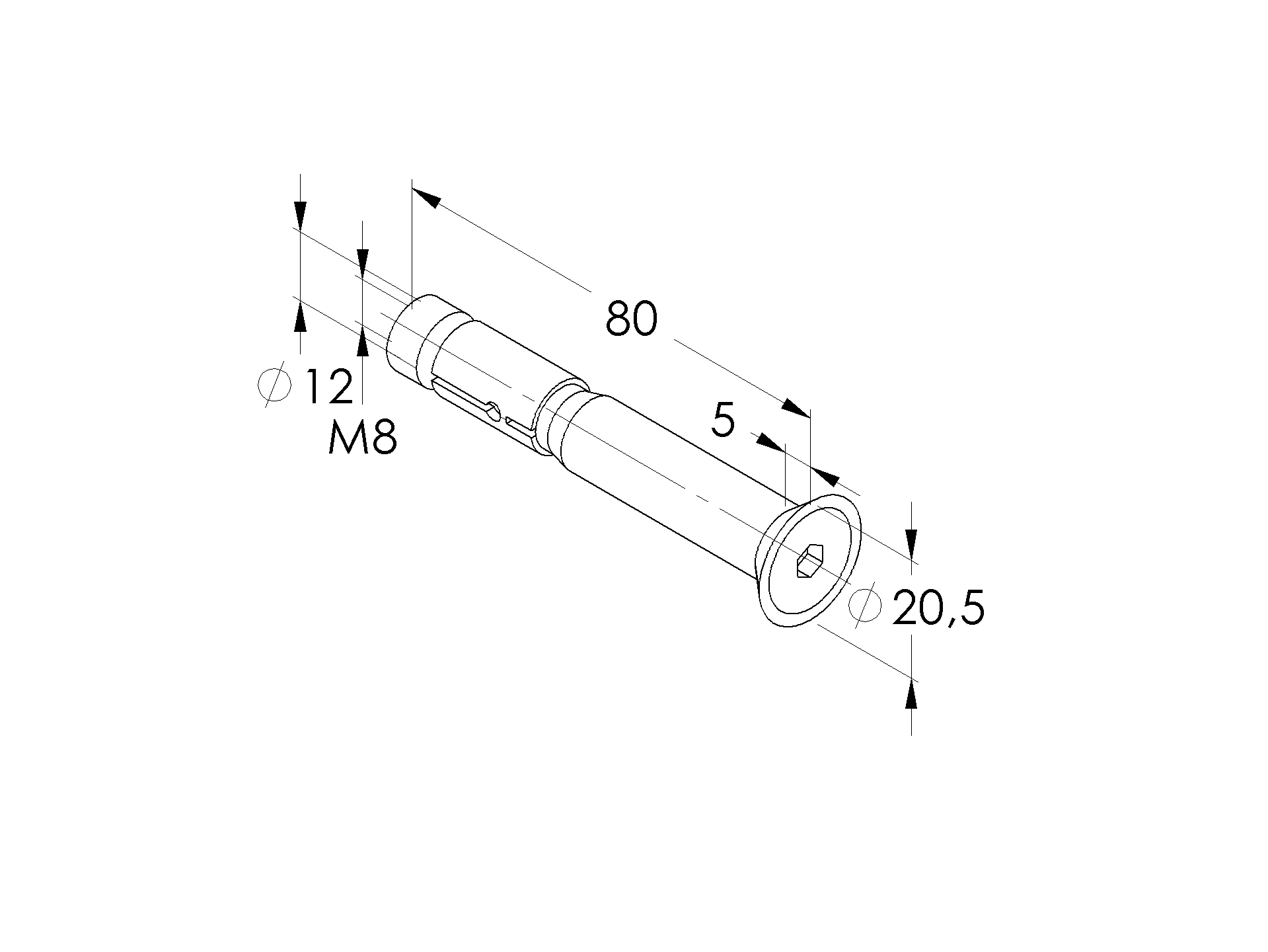 Schwerlastanker Stahl M8 L=80 mm Senkkopf verzinkt-89-11Q508HAZM880SKS-A.4