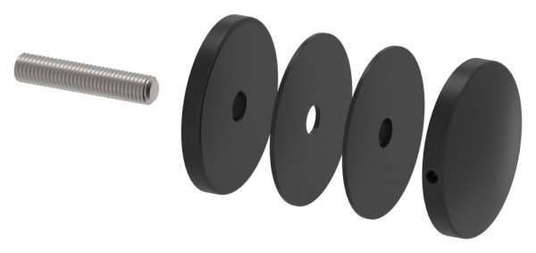 Glaspunkthalter 72mm- Anschluss- flach- V2A- pulverbeschichtet in RAL 9005 schwarz matt-88-1160197-240.9005