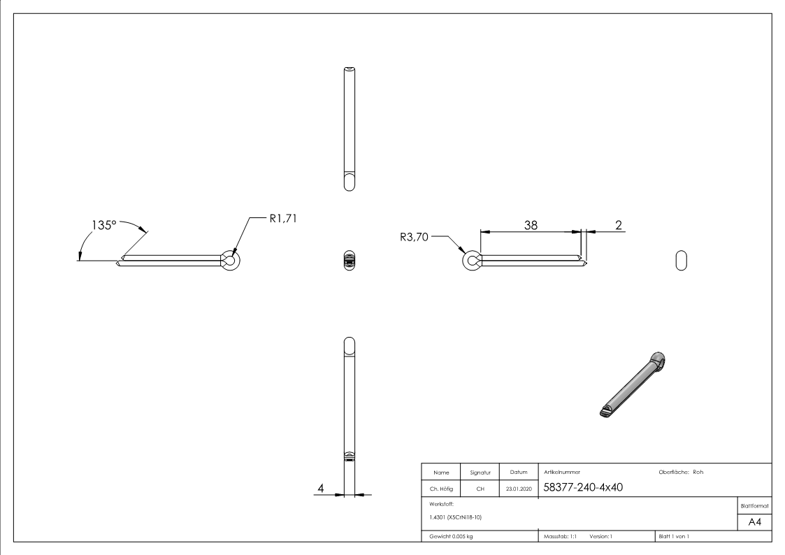Splint 4x40mm, D94, A2