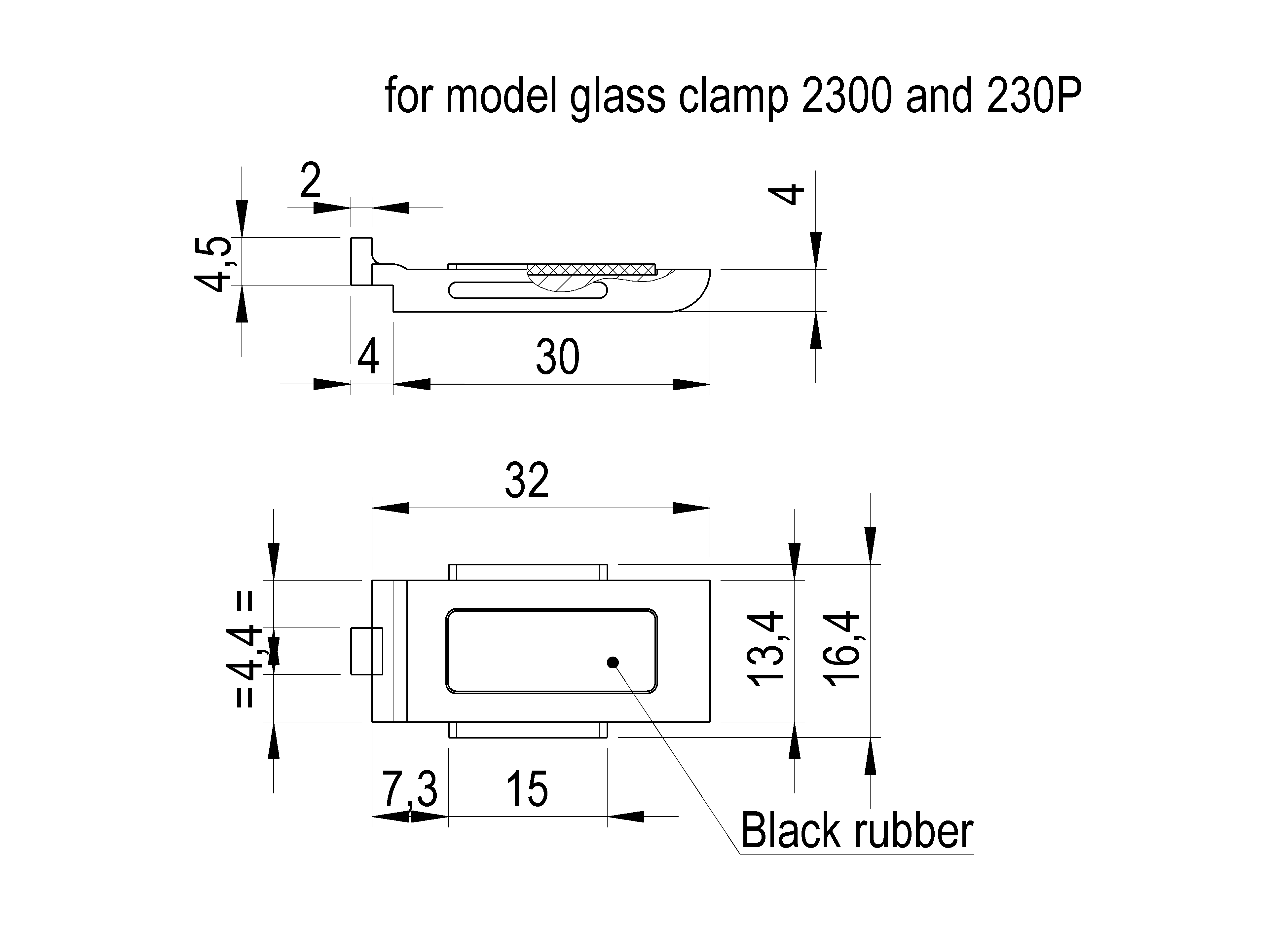Sicherheitsplatte fuer Glashalter Edelstahl V2A geschliffen fuer Modell 2300 - 230P-89-11A19230PPLATE-A.4