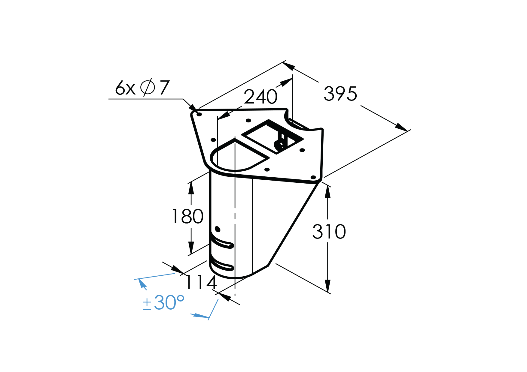 Treppensegment Stahl roh 320 x 260 x 115 mm fuer Antritt System NS240-89-11NS240N2-A.4